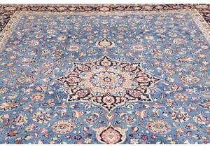 Tappeto Kashan Medaglione Floreale Blu Avorio 296x395 Cm