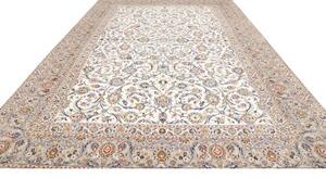 Tappeto Kashan Floreale Avorio Blu 308x430 Cm