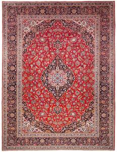 Tappeto Ardakan Medaglione Floreale Rosso Blu Scuro 307x403 Cm