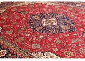 Tappeto Tabriz Medaglione Floreale Rosso Blu Scuro 298x385 Cm