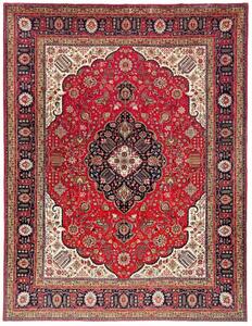 Tappeto Tabriz Medaglione Floreale Rosso Blu Scuro 298x385 Cm