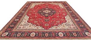 Tappeto Tabriz Medaglione Floreale Rosso Blu Scuro 298x385 Cm