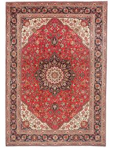 Tappeto Tabriz Medaglione Floreale Rosso Blu Scuro 207x293 Cm