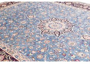 Tappeto Kashan Medaglione Floreale Blu Avorio 296x395 Cm