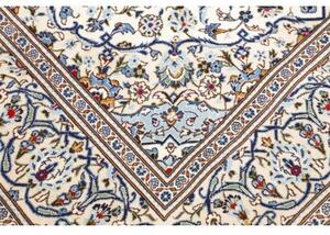 Tappeto Kashan Medaglione Floreale Avorio Blu 200x303 Cm
