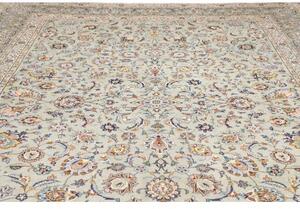 Tappeto Kashan Floreale Avorio Blu Scuro 305x425 Cm