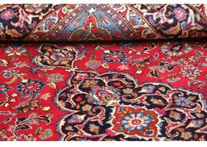 Tappeto Mashad Medaglione Floreale Rosso Blu Scuro 203x293 Cm