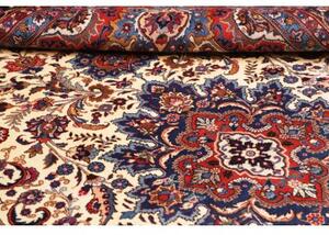 Tappeto Mashad Medaglione Floreale Avorio Blu 247x350 Cm
