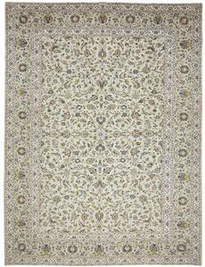Tappeto Kashan Floreale Verde Chiaro Avorio 310x412 Cm