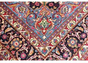 Tappeto Mashad Medaglione Floreale Rosso Blu Scuro 203x293 Cm
