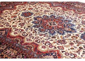 Tappeto Mashad Medaglione Floreale Avorio Blu 247x350 Cm
