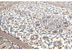 Tappeto Kashan Medaglione Floreale Avorio Blu 200x303 Cm