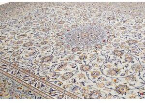 Tappeto Kashan Medaglione Floreale Azzurro Avorio 300x410 Cm