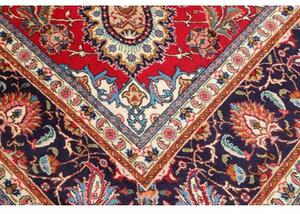 Tappeto Tabriz Medaglione Floreale Rosso Blu Scuro 253x360 Cm