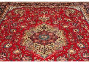 Tappeto Tabriz Medaglione Floreale Rosso Blu Scuro 253x360 Cm