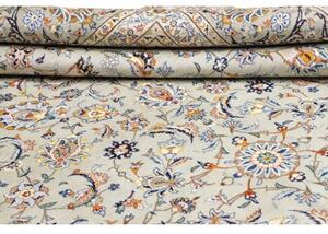 Tappeto Kashan Floreale Avorio Blu Scuro 305x425 Cm