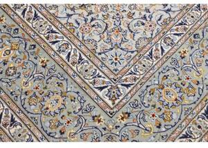 Tappeto Kashan Medaglione Floreale Azzurro Avorio 300x410 Cm