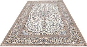 Tappeto Kashan Medaglione Floreale Avorio Blu 200x303 Cm