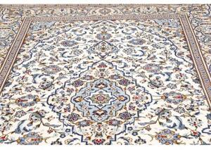 Tappeto Kashan Medaglione Floreale Avorio Blu 200x303 Cm