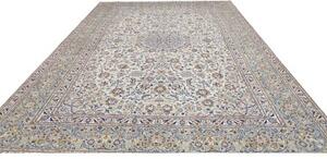 Tappeto Kashan Medaglione Floreale Azzurro Avorio 300x410 Cm