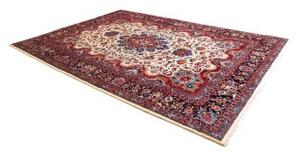 Tappeto Mashad Medaglione Floreale Avorio Blu 247x350 Cm