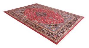Tappeto Mashad Medaglione Floreale Rosso Blu Scuro 203x293 Cm