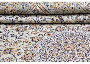 Tappeto Kashan Medaglione Floreale Azzurro Avorio 300x410 Cm