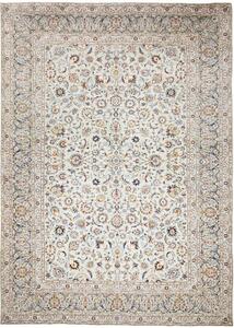 Tappeto Kashan Floreale Avorio Blu Scuro 305x425 Cm