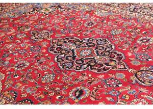 Tappeto Mashad Medaglione Floreale Rosso Blu Scuro 203x293 Cm