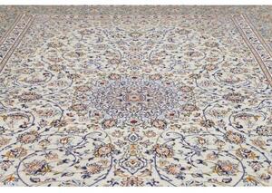 Tappeto Kashan Medaglione Floreale Azzurro Avorio 300x410 Cm