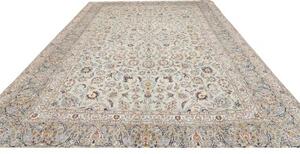 Tappeto Kashan Floreale Avorio Blu Scuro 305x425 Cm