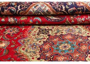 Tappeto Tabriz Medaglione Floreale Rosso Blu Scuro 253x360 Cm
