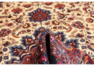 Tappeto Mashad Medaglione Floreale Avorio Blu 247x350 Cm