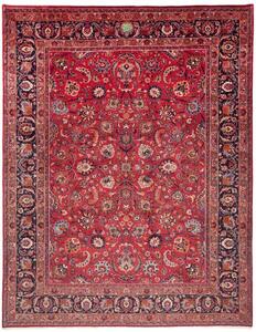 Tappeto Mashad Floreale Rosso Blu Scuro 303x383 Cm