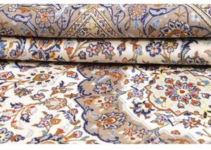 Tappeto Kashan Medaglione Floreale Avorio Blu 200x290 Cm