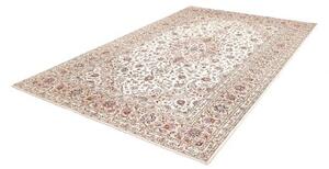 Tappeto Kashan Medaglione Floreale Avorio Blu 198x306 Cm