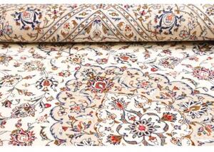 Tappeto Kashan Medaglione Floreale Avorio Blu 198x306 Cm