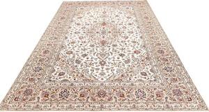 Tappeto Kashan Medaglione Floreale Avorio Blu 198x306 Cm