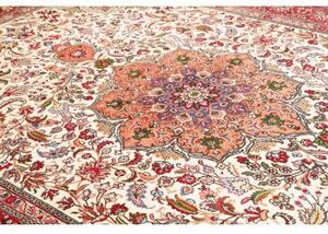 Tappeto Tabriz Medaglione Floreale Avorio Rosso 253x344 Cm