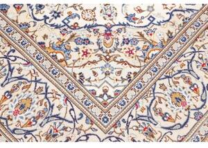 Tappeto Kashan Medaglione Floreale Avorio Blu Cobalto 195x293 Cm