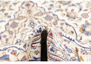 Tappeto Kashan Medaglione Floreale Avorio Blu Cobalto 195x293 Cm