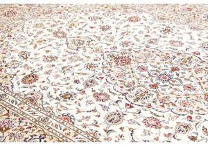 Tappeto Kashan Medaglione Floreale Avorio Blu 198x306 Cm