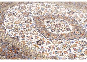 Tappeto Kashan Medaglione Floreale Avorio Blu 200x290 Cm