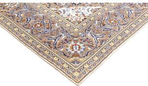 Tappeto Kashan Medaglione Floreale Avorio Blu 200x290 Cm