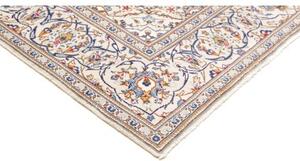 Tappeto Kashan Medaglione Floreale Avorio Blu Cobalto 195x293 Cm