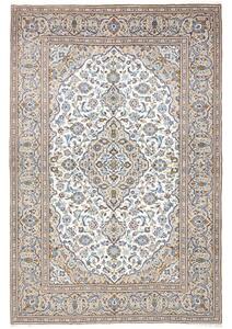 Tappeto Kashan Medaglione Floreale Avorio Blu 200x302 Cm