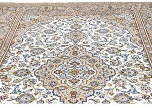 Tappeto Kashan Medaglione Floreale Avorio Blu 200x302 Cm