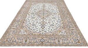 Tappeto Kashan Medaglione Floreale Avorio Blu 200x302 Cm