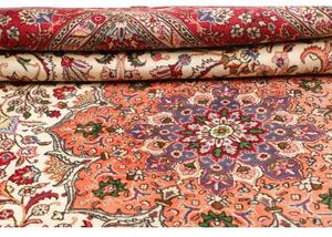 Tappeto Tabriz Medaglione Floreale Avorio Rosso 253x344 Cm