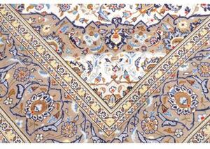Tappeto Kashan Medaglione Floreale Avorio Blu 200x290 Cm